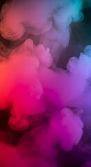 Ethereal mist flows in vibrant color blends, creating an otherworldly, dynamic abstract texture for backgrounds or graphic design elements, neon, intense, mystical