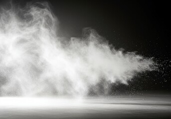 Fine white mist dissipating quickly into a large, bright, empty space. Capturing the fleeting nature of existence and rapid change, change, end, smoke