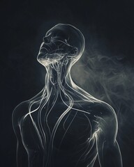 Human Torso Illustration with Mystical Energy, Highlighting Neural Pathways and Body Awareness.