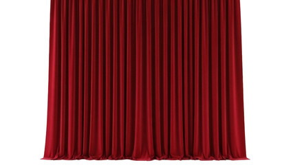 Elegant red velvet curtains isolated PNG on transparent background, stage drapes for theater performance and interior design use