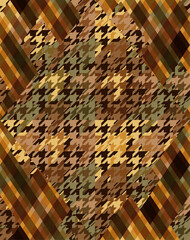 Houndstooth argyle seamless pattern, brown gray, olive green, textile, fabric, clothes, vintage, brown color shades, olive greens