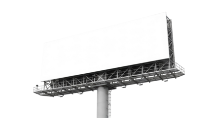 Large billboard structure PNG isolated on transparent background, advertising space for outdoor marketing and promotional campaigns