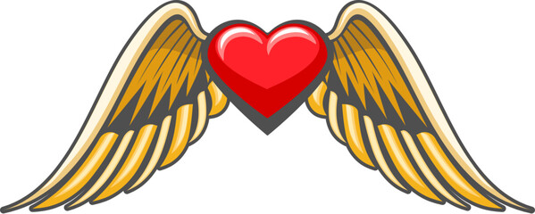 Cartoon heart with angel wings