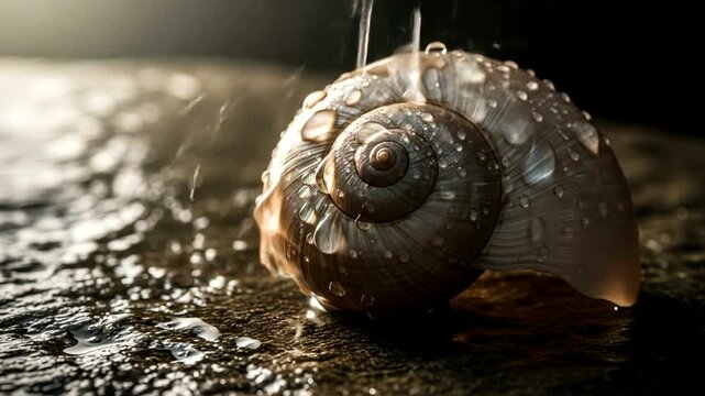 Snail Shell in Rain - A Macro View of Natures Resilience.