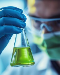 Scientist Analyzing Chemical Solutions in a Modern Laboratory, Focused on Research and Development