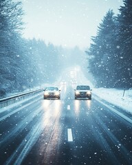 Winter Travel Adventure Navigating Snowy Landscapes with Paved Roads and Cold Weather Challenges