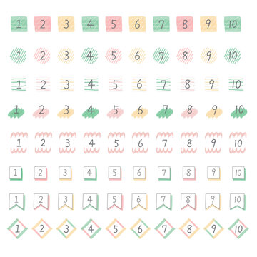 手書きの数字にマーカーの装飾をあしらった柔らかいデザインにマッチする数字素材