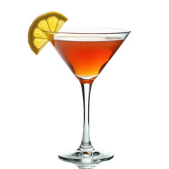 Refreshing cocktail with a lemon garnish in a stylish glass, perfect for summer gatherings or evening relaxation on transparent background