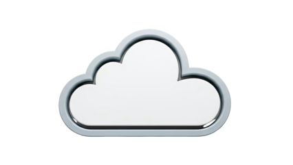 3D Cloud Icon with Metallic Border