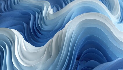 Abstract waves of graduated blue hues flow and curl, creating texture and a sense of depth