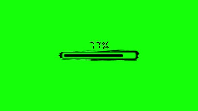 hand drawn loading bar animation. 100 percent progress bar.
