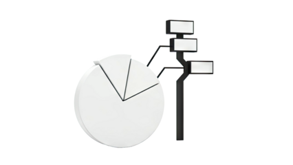 Abstract pie chart and data display