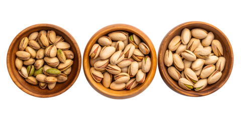 Bowls of pistachios isolated