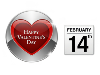 Happy valentine's day on february 14th isolated on transparent background