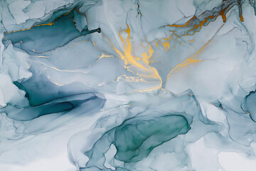 Ethereal Marble Ink Flow with Gold Accents