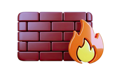 Firewall Icon with Flame