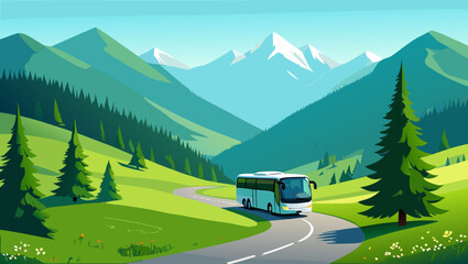 Scenic Bus Journey Through the Green Valley