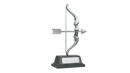 Silver Bow and Arrow Trophy on Dark Base