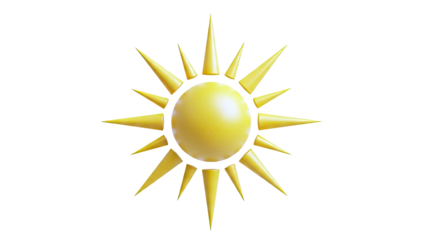 Yellow Sun Icon with Sharp Rays