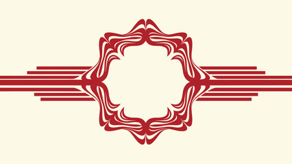 Elegant red symmetrical ornamental frame design with horizontal lines suitable for luxury branding invitations and decorative border elements.