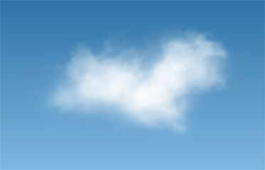 Nature sky with cloud, white fluffy and soft cloudscape. Vector in realistic style, smog or mist, smoky vapor or soft fume effect. Landscape design, overcast or haze, heavens texture