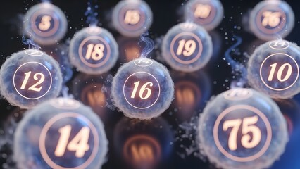 Close-up of bottle caps with numbers