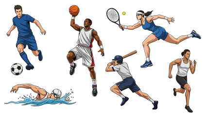 Dynamic athletes in various sports actions
