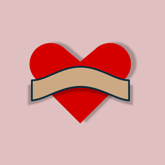 Valentine's Day heart icon with banner for love messages