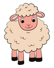A cartoon illustration of a sheep