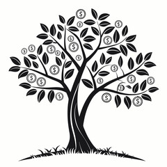 Obraz premium Money Tree Illustration with Coins Symbolizing Financial Growth