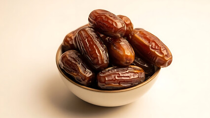 A bowl of dates on a plain background for healthy eating