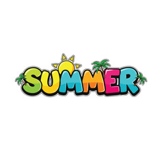 Colorful Summer Typography with Palm Trees for T-Shirts, Posters, and Vacation Merchandise