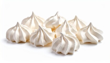 Heap of fresh white meringue cookies sweet pastry treat