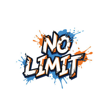 No Limit Graffiti Typography with Paint Splash &ndash; Ideal for Motivational T-Shirts, Streetwear, and Youth Fashion