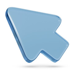 Computer mouse cursor of crystal in three dimensions isolated on white background. 3D illustration.