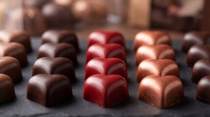 Assorted chocolate candies isolated on white background