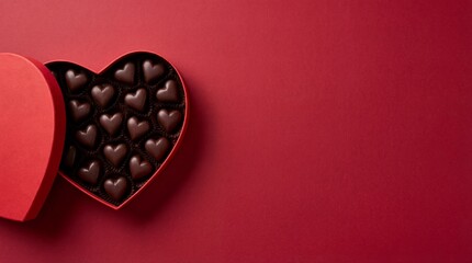 Heart-shaped box of chocolates isolated on white background