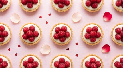 Delicious raspberry tarts isolated on white background