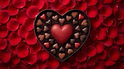 Heart-shaped box of chocolates isolated on white background
