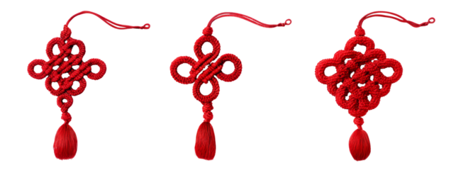 Traditional chinese knot designs red color transparent background culture