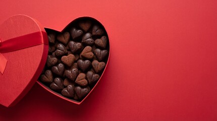 Heart-shaped box of chocolates isolated on white background