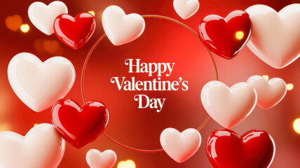 Happy Valentine&rsquo;s Day Greeting with Red and White Hearts on Festive Background | valentines day background with hearts | valentine background with hearts | valentines day background