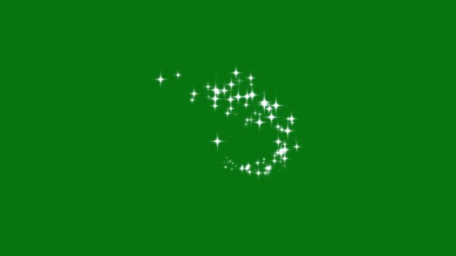 Twinkling star glitter sparkle animation, pulsing glowing stars, pixie dust explosion, white glitter particles, starry night sky effect, chroma key on green screen overlays, seamless looping shine