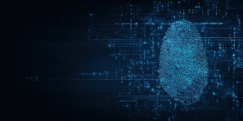 Digital Fingerprint Made of Pixels on Dark Tech Background,  Ideal for cybersecurity visuals, tech authentication content, fintech themes, or digital privacy design elements.