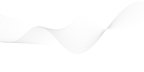 Fototapeta premium White wave curve lines banner background design. Abstract soft wave lines dynamic flowing gray light isolated background. Vector Illustration of the gray pattern of lines. Black stripes on white .
