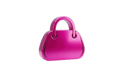 Bright pink handbag with curved handles isolated on transparent background