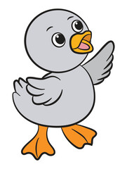 Obraz premium Funny duck chick isolated on white background