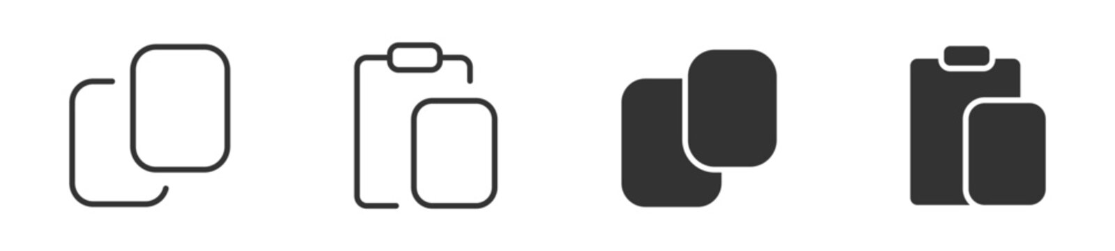 Copy and Paste Icon Set, Duplicate Content and Clipboard Symbols, UI/UX Interface Controls, Outline and Solid Icons, Vector Illustration . 