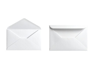  Front View White Envelope with Open Flap, Isolated on Transparent Background 