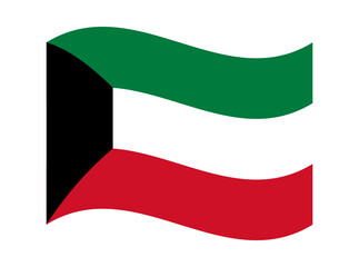 Waving flag of Kuwait on transparent background official colors national symbol